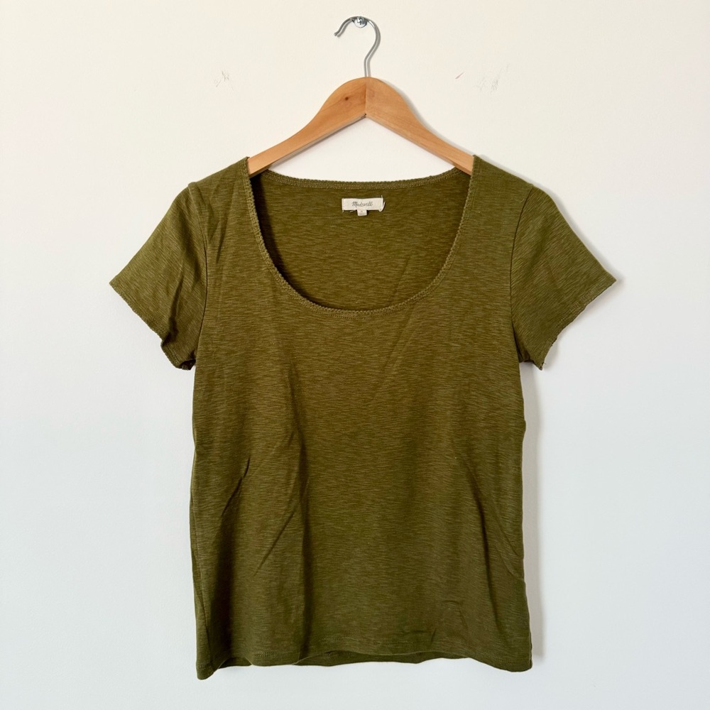 Madewell Scoop Neck Short Sleeve Tee Olive Green Size M
